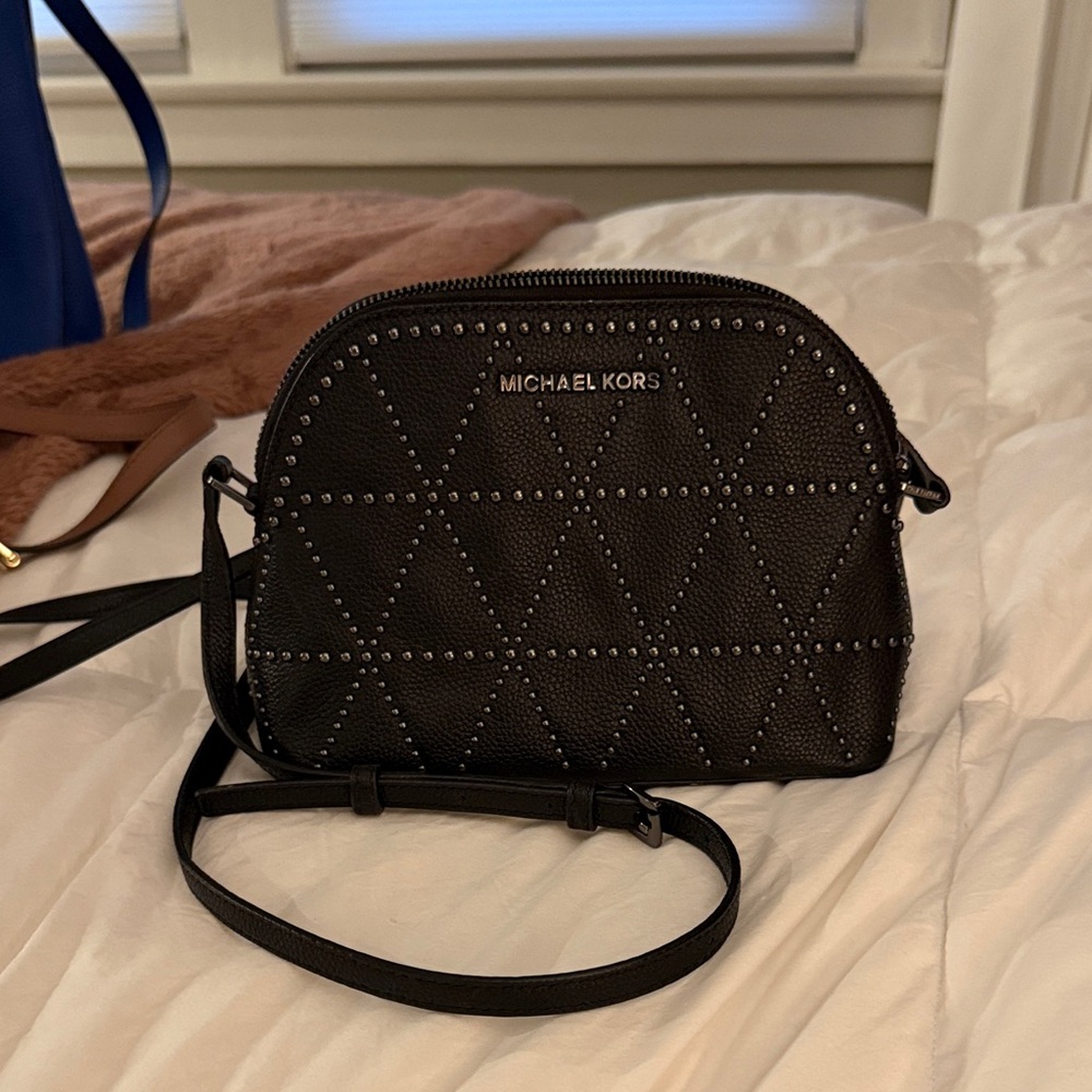 Michael Kors Black Quilted Studded Crossbody Bag